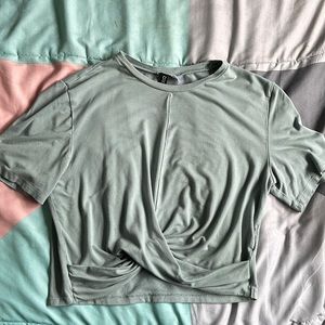 Sage/mint green cropped short sleeve top